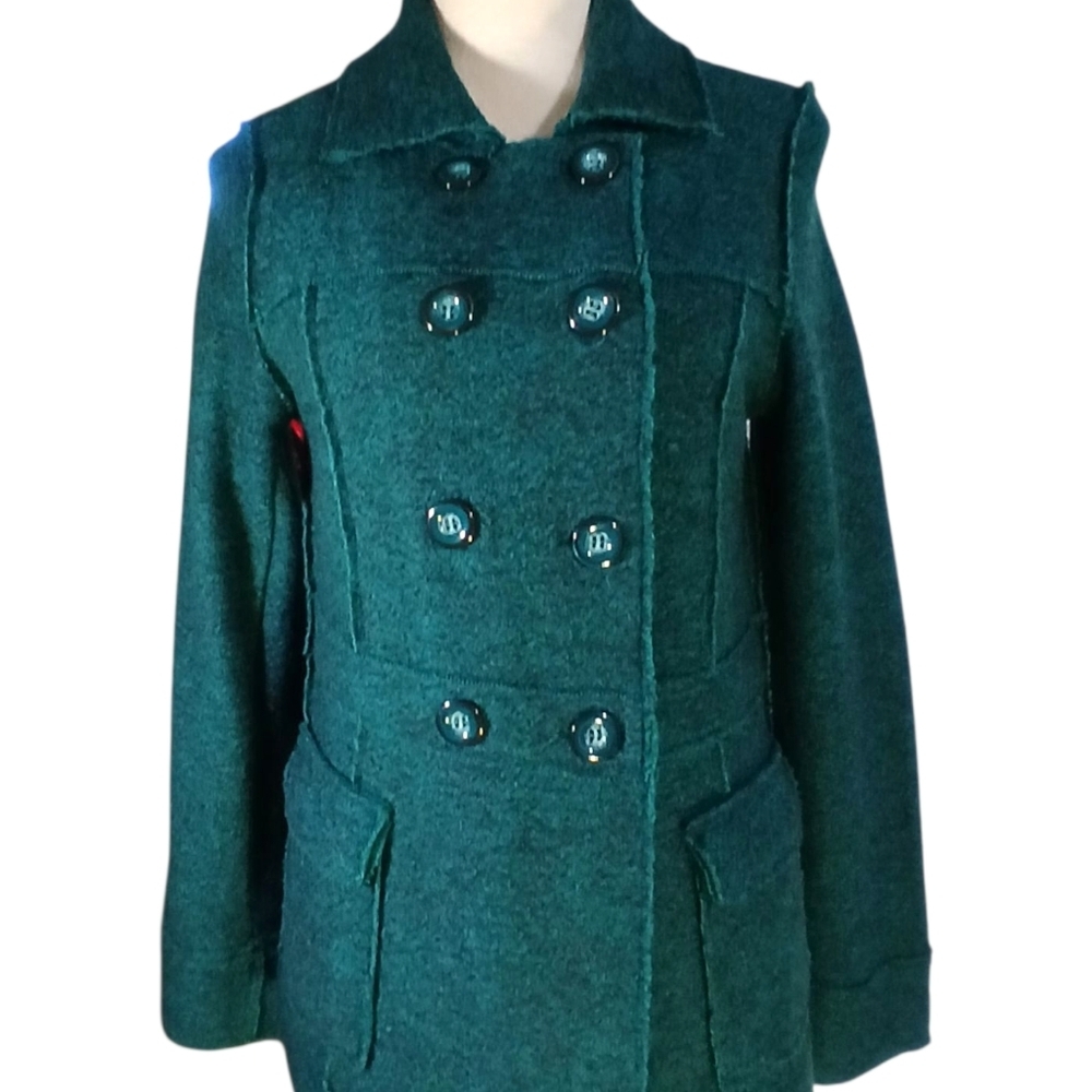 Kenar Green Jacket Decorative Raw Seams Decorative Buttons M